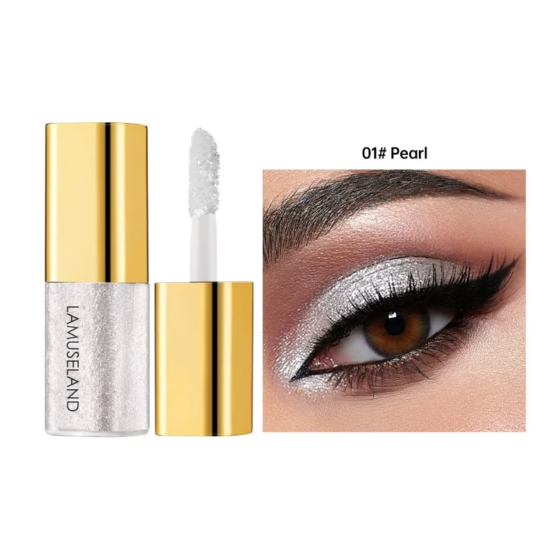 8 Colors Pearlescent Liquid Eyeshadow Fine Shimmer Highlight Glitter Eye Shadow High Shine Long-Lasting & Smudge-Proof Makeup - Image 7