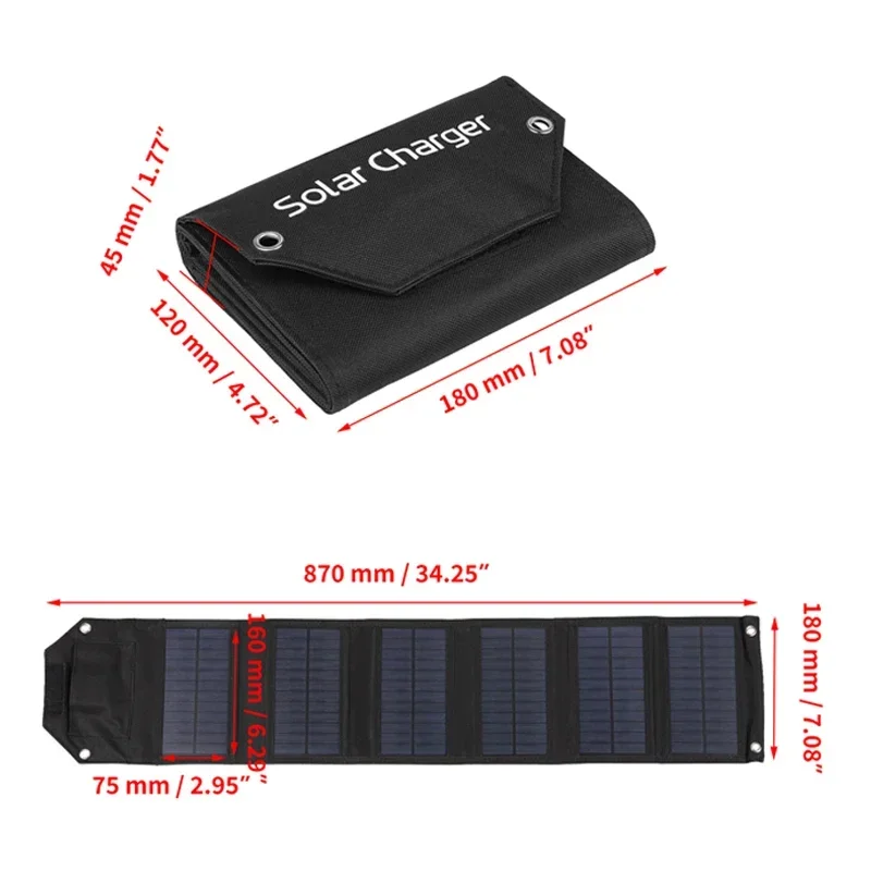 60W 80W 100W Foldable Solar Panel 5V USB Portable Folding Bag Battery Charger for Phone Outdoor Camping Waterproof Power Bank - Image 8
