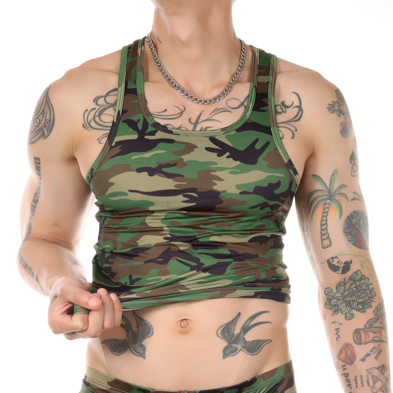 Men Muscle Vest Sleeveless Shirt Tank Top Undershirt Man Bodybuilding Gym Fitness Clothing Camouflage Singlet - Image 4