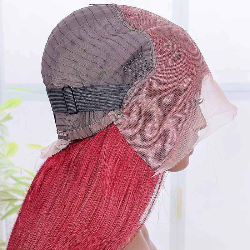 Burgundy 13x6 HD Lace Frontal Human Hair Wig Straight 99J Colored 200% Human Hair Wig 100%  Real Hair Wig Pre Plucked Wine Red - Image 5