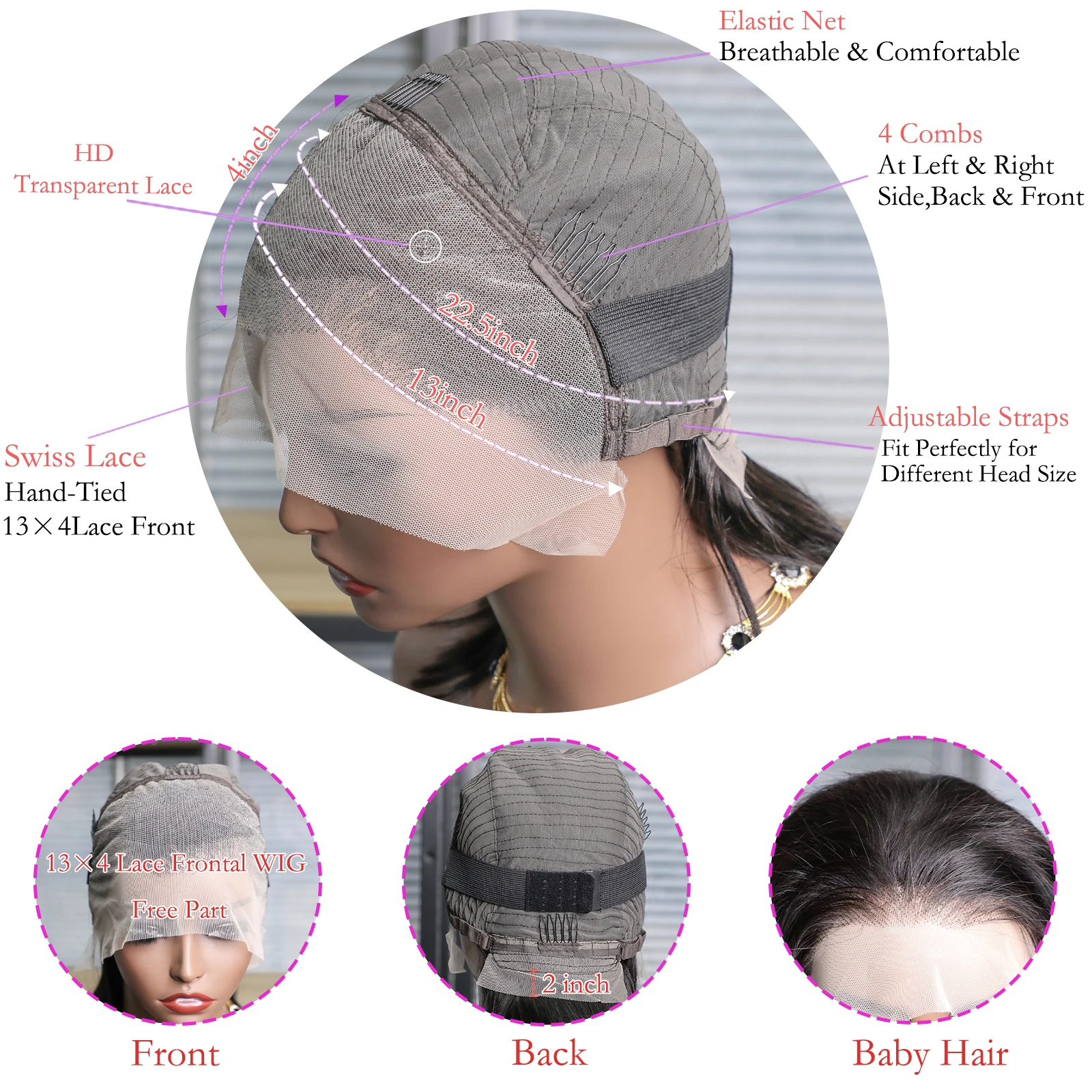 Straight Bob Wig Human Hair 200 Density Transparent 13x4 Lace Frontal Human Hair Wigs For Women Natural Color 100% Peruvian Hair - Image 6