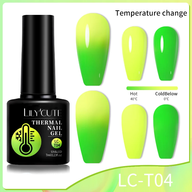 LILYCUTE Thermal Gel Nail Polish Popular In Winter For Manicure Yellow Green Temperature Color-changing Nail Art Gel Varnish - Image 6