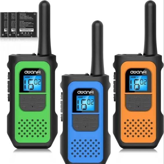 AWANFI Walkie Talkies 3 Pack Rechargeable with 1200mAh Li-ion Battery for Kids, Walky Talky for Camping Adventure Gift