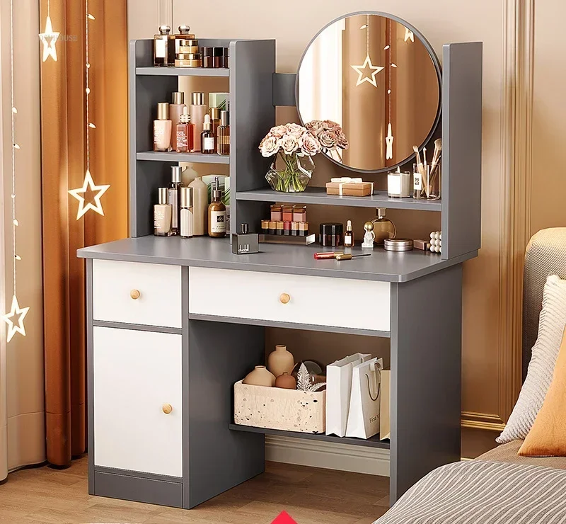 Nordic Artificial Board Dressers for Bedroom Storage with Cabinet Mirror Dressing Table Light Luxury Nordic Dresser for Hotel - Image 27