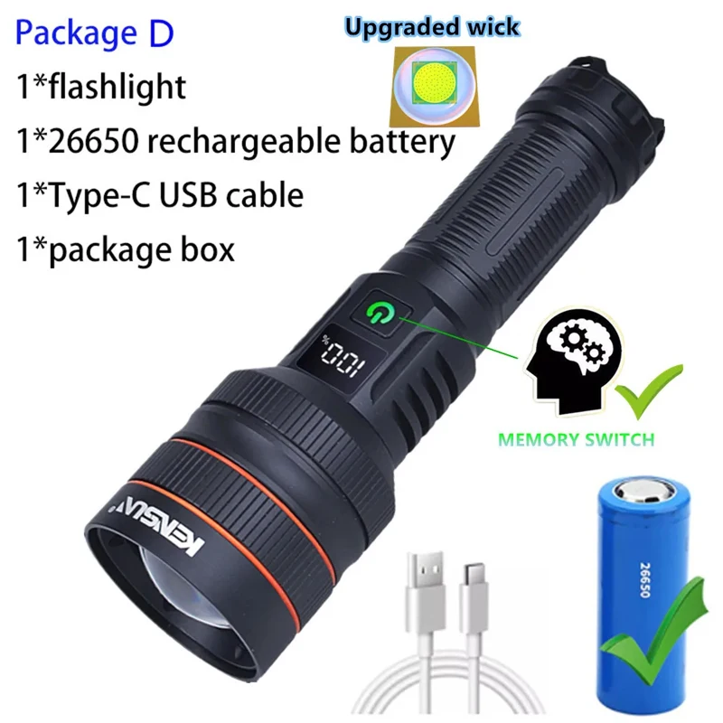 Strong Light Lantern High Power LED Flashlight USB Rechargeable Powerful Tactical Torch Super Long Range Lamp Outdoor Fishing - Image 11