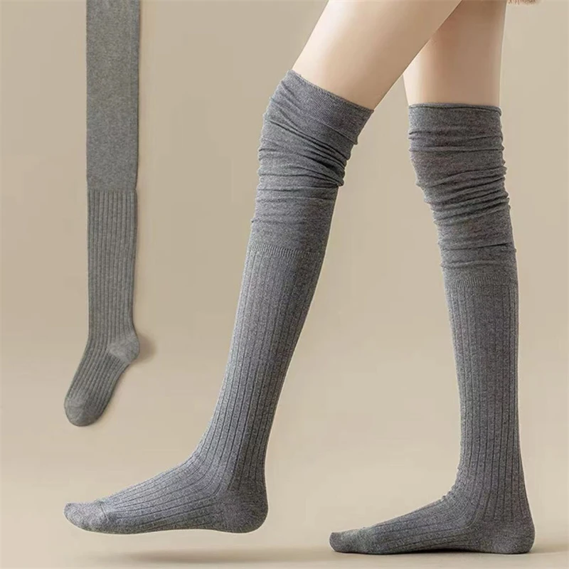 1/3/5Pairs Knee High Socks Thin Long Stacked Socks Women's High Solid Colour Patchwork Socks High Elasticity Stockings - Image 11