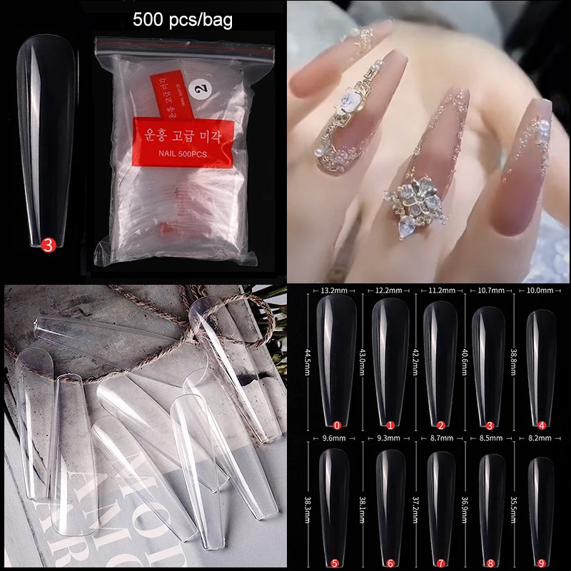 500pcs XXL Coffin Nail Tips Square C-curve False French Natural Transparent Fake Nails Acrylic UV Gel Polish Manicure Salon Tool - Image 15