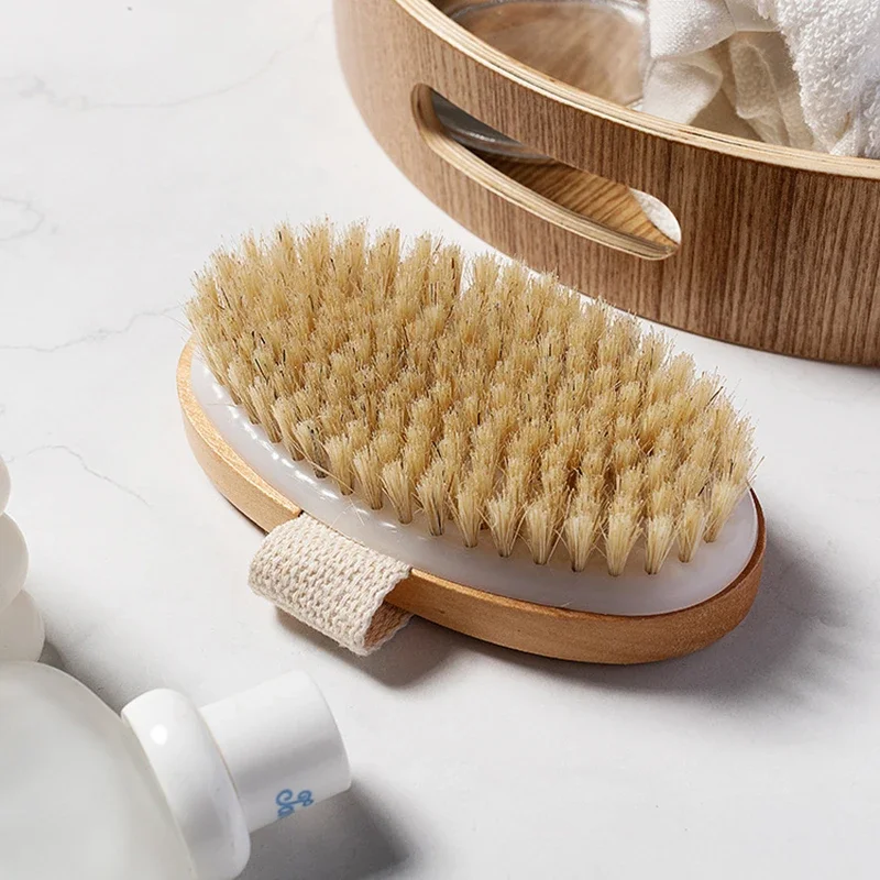 Natural  Bristle Brush Soft Wet Dry Skin Body SPA Brush Bath Massager - Image 3
