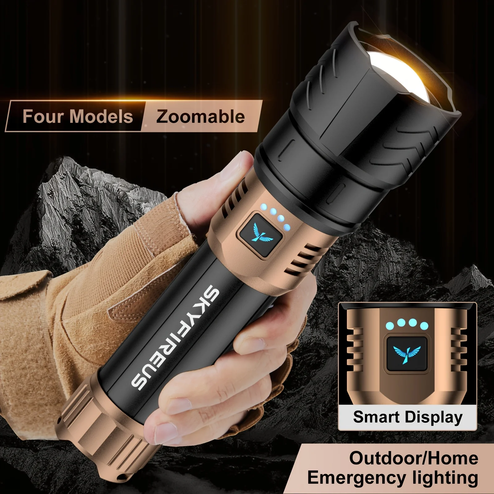 Led Flashlight High Lumens Super Bright Rechargeable Flashlight With Ignition Lens Zoomable For Camping Essentials Outdoor Home - Image 4