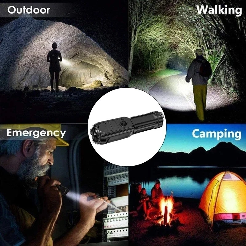 Powerful LED Flashlight USB Rechargeable Torch Portable Zoomable Camping Light 3 Lighting Modes For Outdoor Hiking Emergency - Image 6
