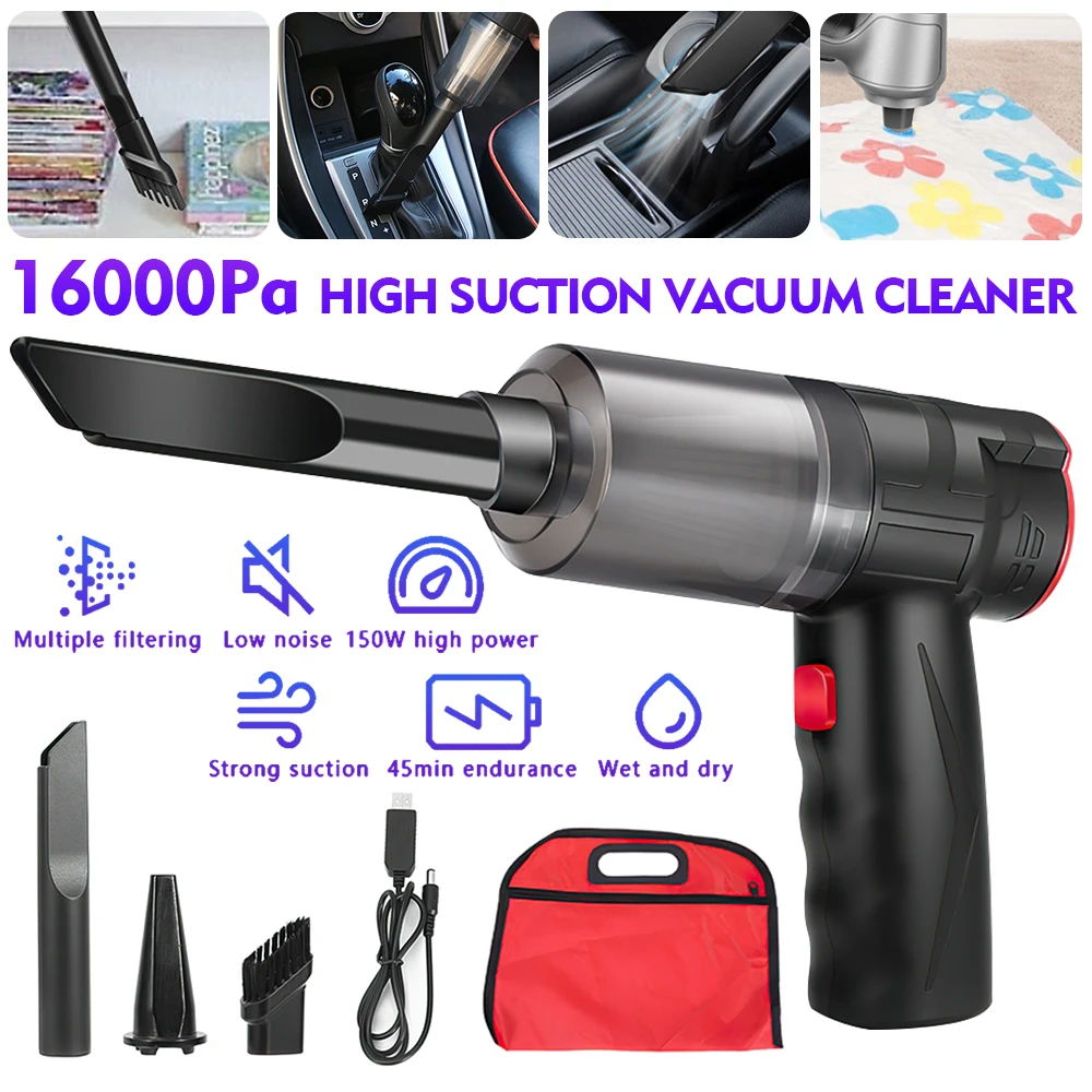 16000PA 150W Wireless Car Vacuum Cleaner Handheld USB Charging Power Suction Air Blower Cordless Car Vacuum Auto Duster for Home - Image 7