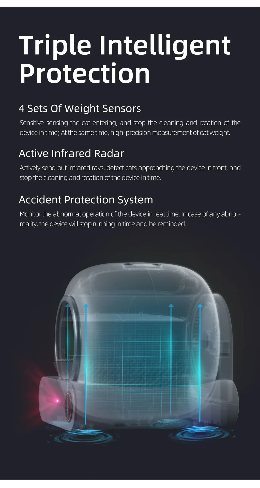 Tonepie 65L Automatic Smart Cat Litter Box Self Cleaning Fully Enclosed Cat Litter Box Pet Toilet Litter Tray English versions - Image 10