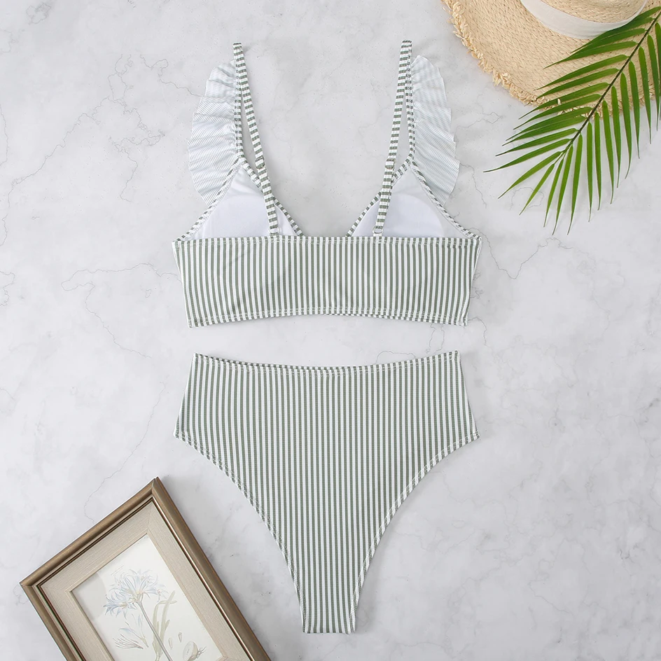 Sexy Striped Ruffle Bikini Swimsuit Women 2025 Two-piece Swimwear High Waisted Bikinis Sets Female Bathing Suit Push Up Monokini (Copy) - Image 31
