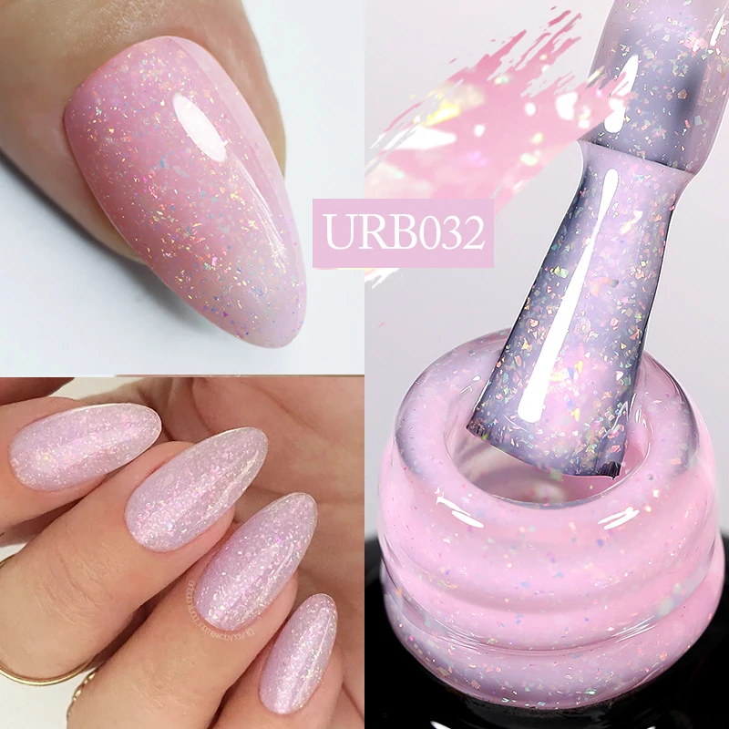 UR SUGAR 7ml Nude Pink Glitter Rubber Base Gel Polish Sparking Sequins Semi Permanent Soak Off Nail Art Varnish All For Manicure - Image 22