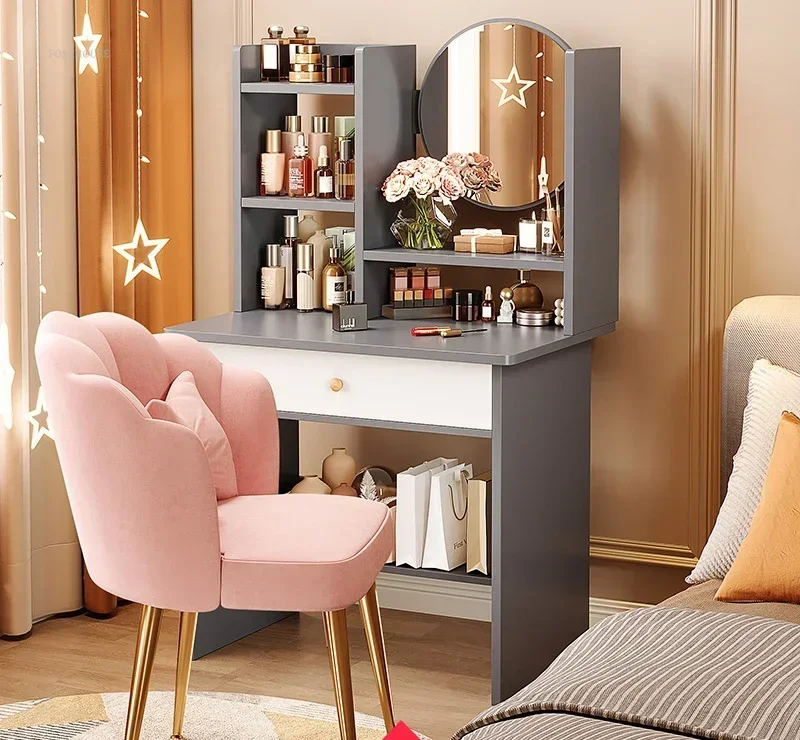 Nordic Artificial Board Dressers for Bedroom Storage with Cabinet Mirror Dressing Table Light Luxury Nordic Dresser for Hotel - Image 13