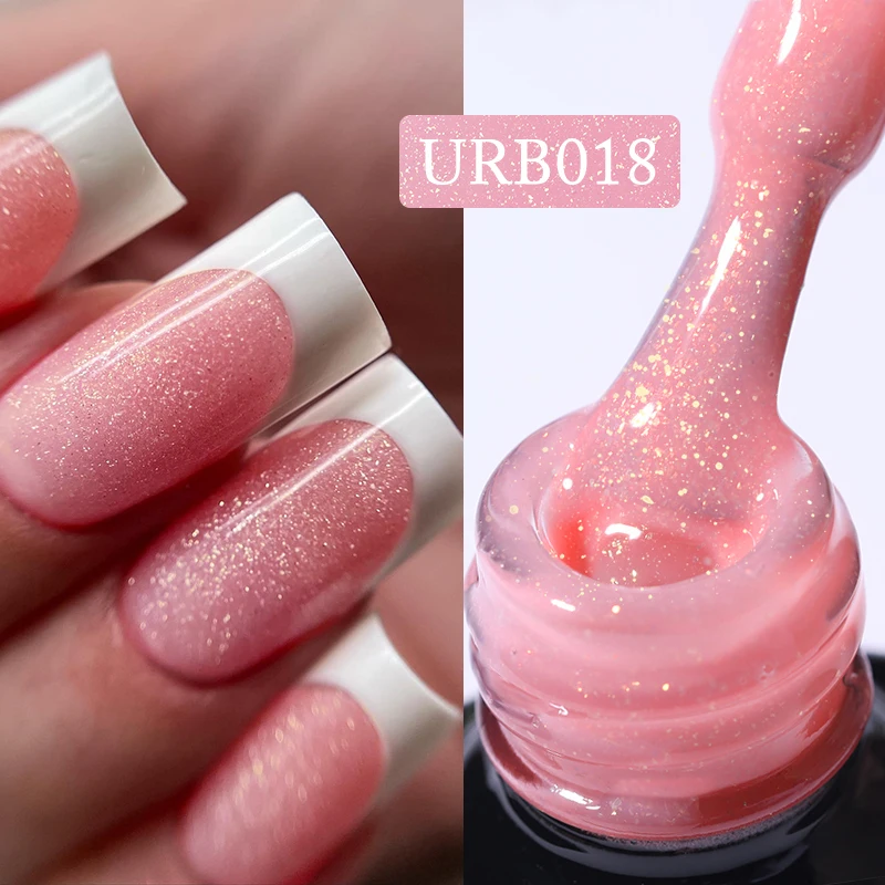 UR SUGAR 7ml Nude Pink Glitter Rubber Base Gel Polish Sparking Sequins Semi Permanent Soak Off Nail Art Varnish All For Manicure - Image 4
