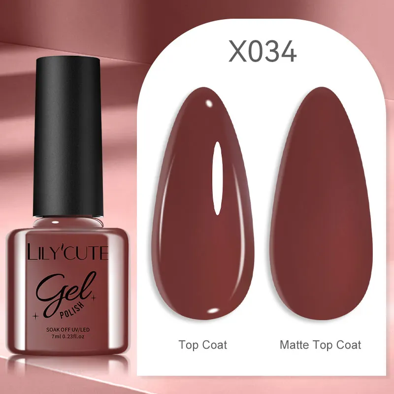 LILYCUTE 7ml UV Nail Gel Polish Autumn Winter Color Semi Permanent Matte Top Coat Needed Soak Off UV LED Nail Art Gel Varnish - Image 109
