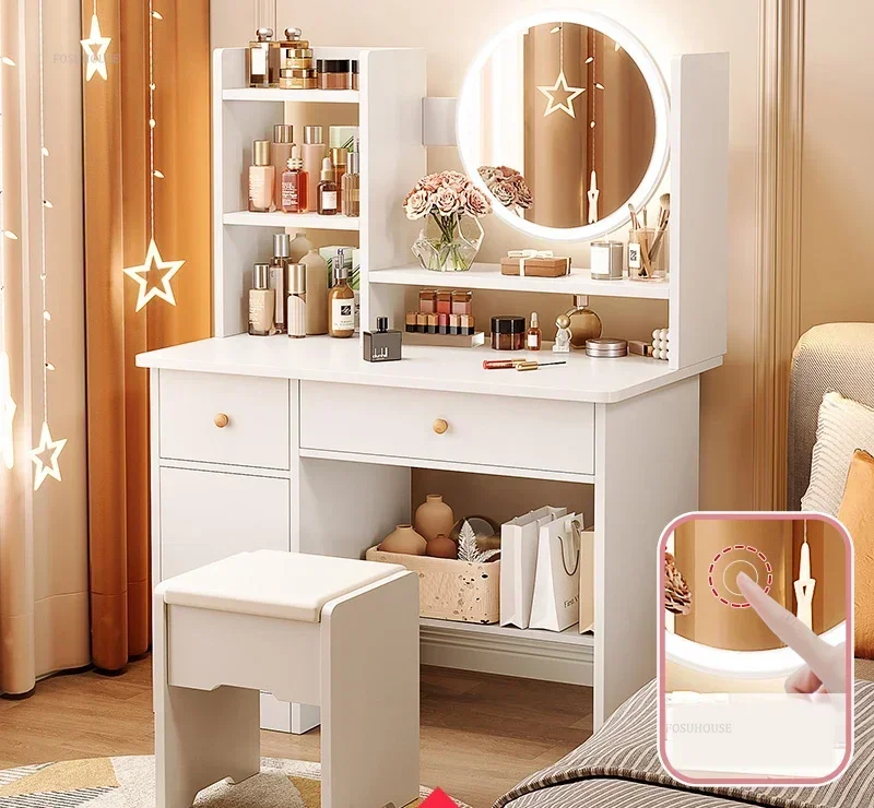Nordic Artificial Board Dressers for Bedroom Storage with Cabinet Mirror Dressing Table Light Luxury Nordic Dresser for Hotel - Image 20