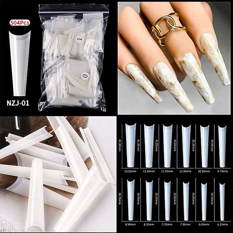 500pcs XXL Coffin Nail Tips Square C-curve False French Natural Transparent Fake Nails Acrylic UV Gel Polish Manicure Salon Tool - Image 8