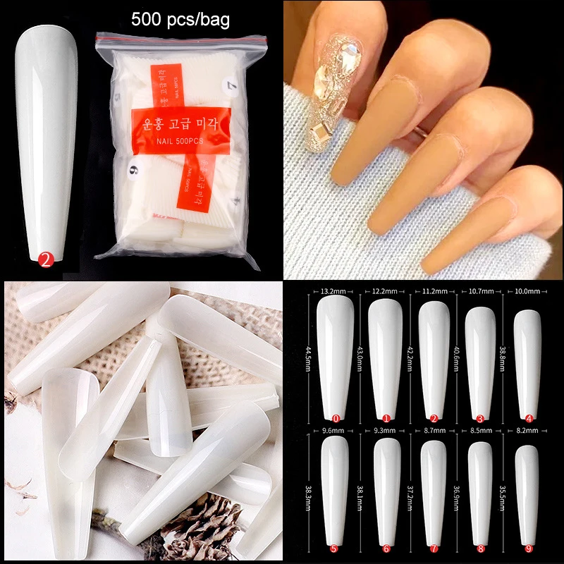 500pcs XXL Coffin Nail Tips Square C-curve False French Natural Transparent Fake Nails Acrylic UV Gel Polish Manicure Salon Tool - Image 10