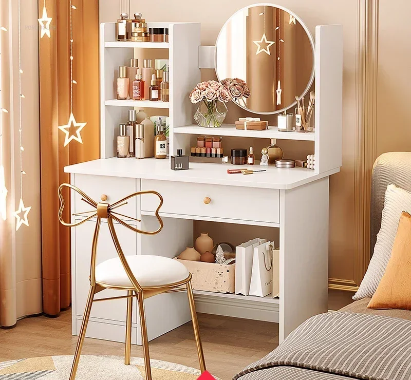 Nordic Artificial Board Dressers for Bedroom Storage with Cabinet Mirror Dressing Table Light Luxury Nordic Dresser for Hotel - Image 6