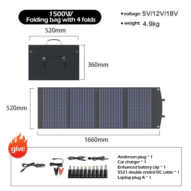 Flexible Foldable Solar Panel High Efficience Travel & Phone & Boat Portable 12V 2000w 1500w 1000w 500w Solar Panel Kit - Image 7
