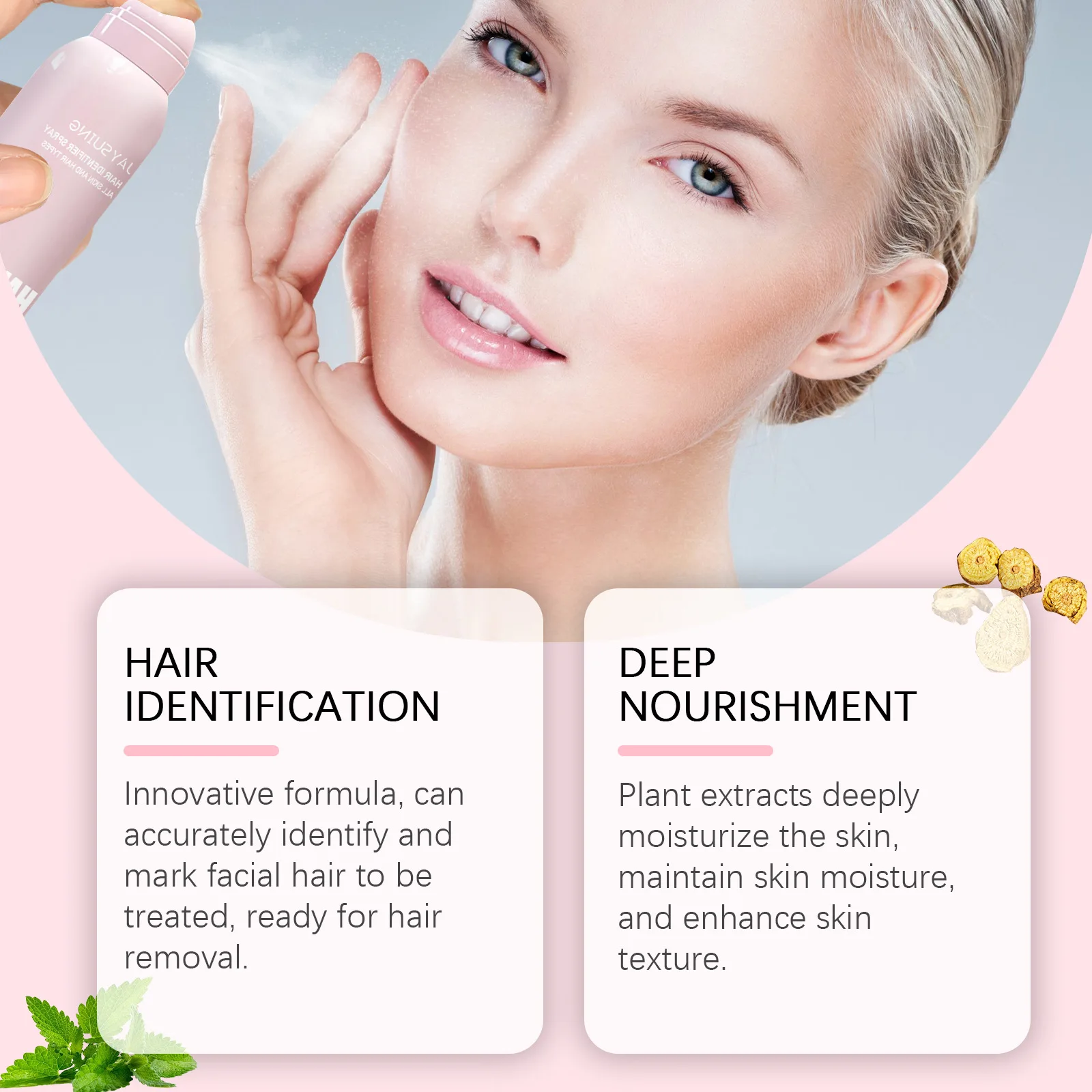 Facial Hair Identification Spray, soften hair, facial purifying and cleansing, gentle hair removal spray, mild and non-irritatin - Image 2