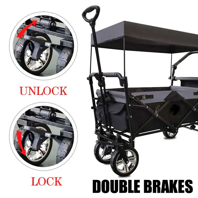 Outdoor Camping Vehicle with Shed, Multifunctional, Installation Free, Foldable Pole Camping Vehicle, Portable Shopping Cart - Image 5