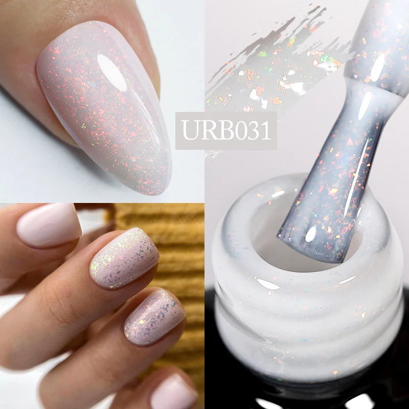 UR SUGAR 7ml Nude Pink Glitter Rubber Base Gel Polish Sparking Sequins Semi Permanent Soak Off Nail Art Varnish All For Manicure - Image 23
