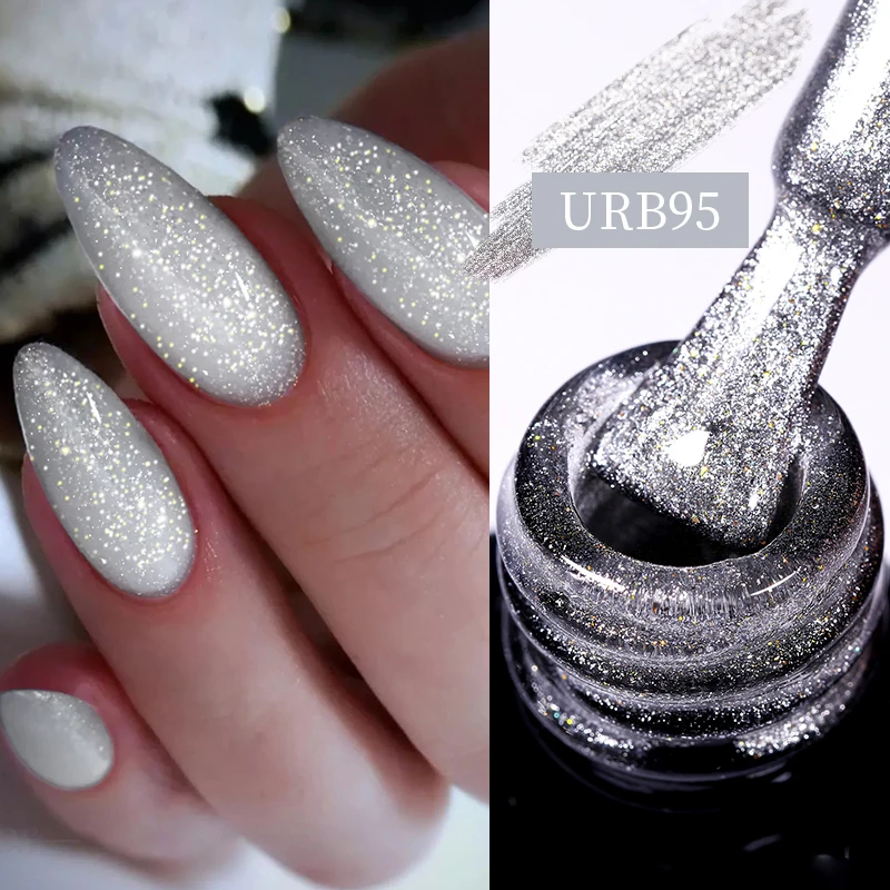 UR SUGAR 7ml Nude Pink Glitter Rubber Base Gel Polish Sparking Sequins Semi Permanent Soak Off Nail Art Varnish All For Manicure - Image 30