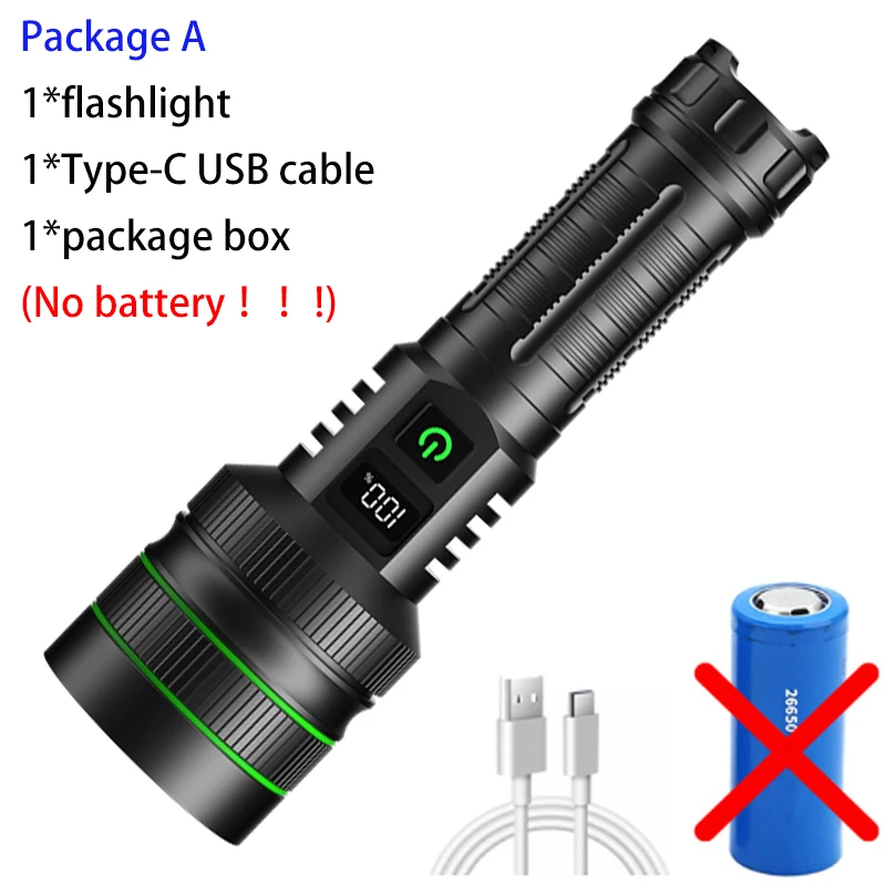 Strong Light Lantern High Power LED Flashlight USB Rechargeable Powerful Tactical Torch Super Long Range Lamp Outdoor Fishing - Image 8