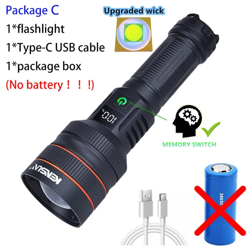 Strong Light Lantern High Power LED Flashlight USB Rechargeable Powerful Tactical Torch Super Long Range Lamp Outdoor Fishing - Image 10