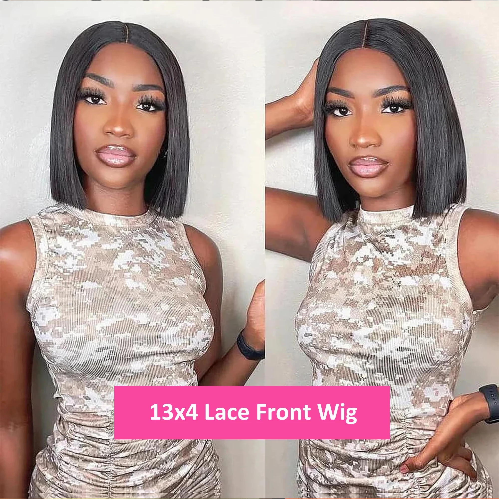 Straight Bob Wig Human Hair 200 Density Transparent 13x4 Lace Frontal Human Hair Wigs For Women Natural Color 100% Peruvian Hair - Image 3
