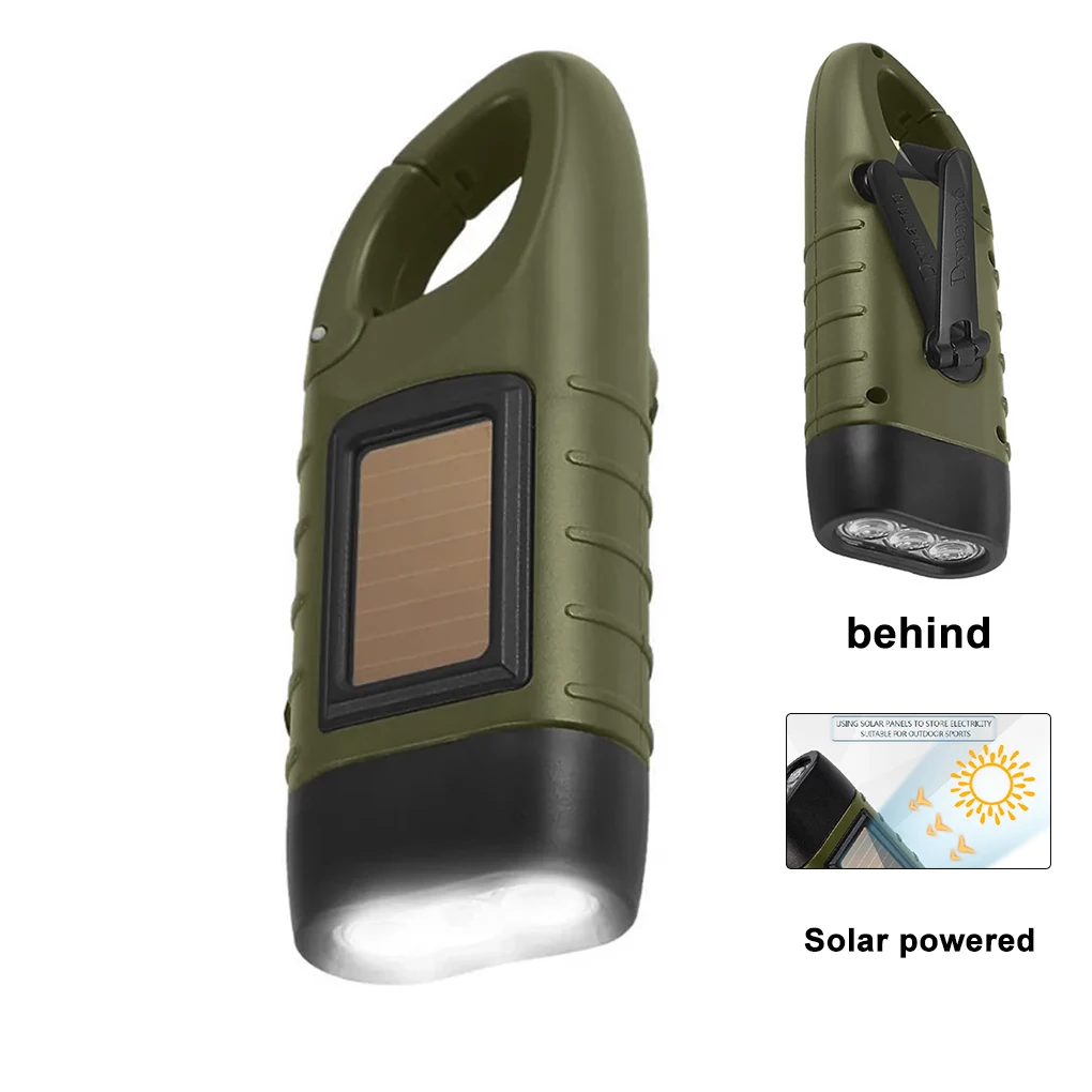LED Flashlight Hand Crank Solar Powered Rechargeable Survival Gear Self Powered Charging Torch Dynamo for Fishing Boating Hiking - Image 8