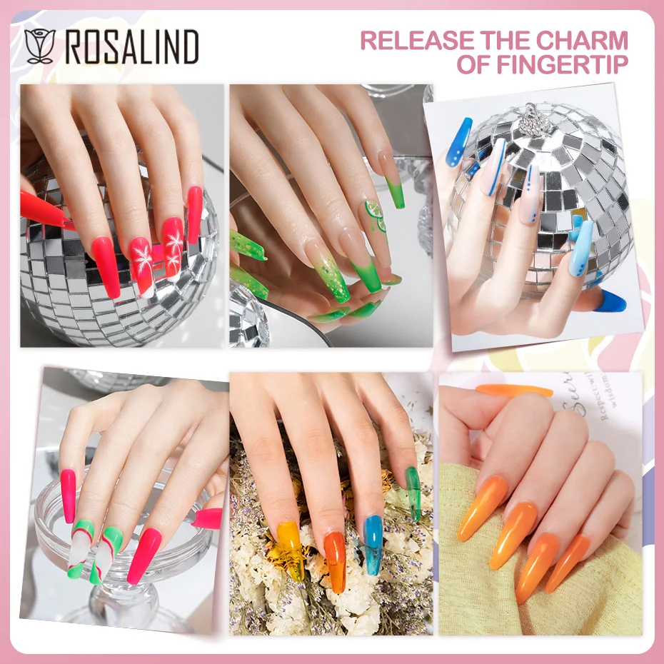 ROSALIND 5ml UV Gel Varnishes Gel Nail Polish Hybrid Soak Off Semi Permanent Base Top Coat Nail Polish for Nail Art - Image 3