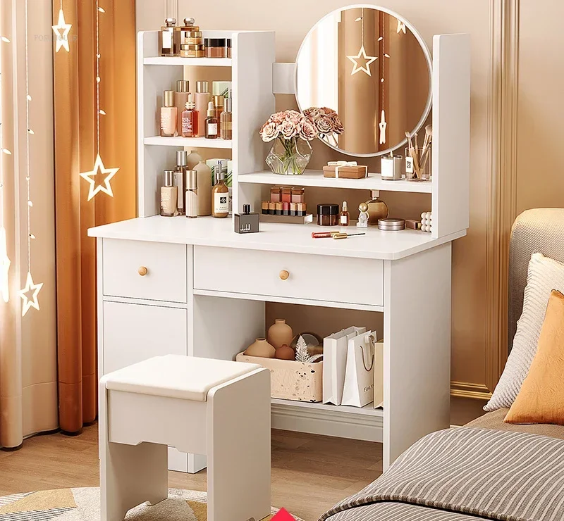 Nordic Artificial Board Dressers for Bedroom Storage with Cabinet Mirror Dressing Table Light Luxury Nordic Dresser for Hotel - Image 18