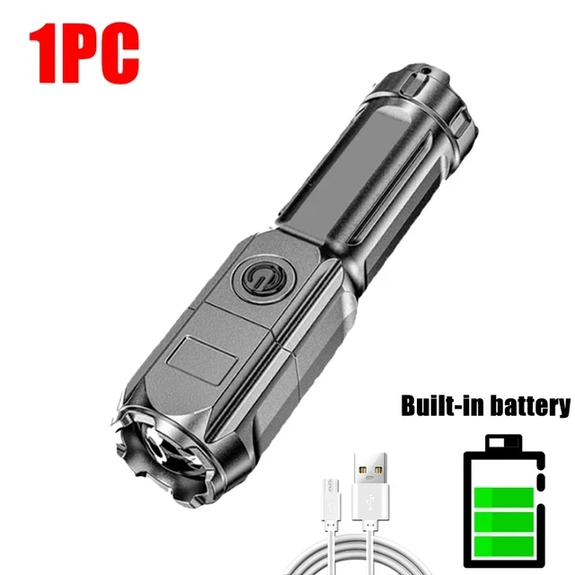 Powerful LED Flashlight USB Rechargeable Torch Portable Zoomable Camping Light 3 Lighting Modes For Outdoor Hiking Emergency - Image 8