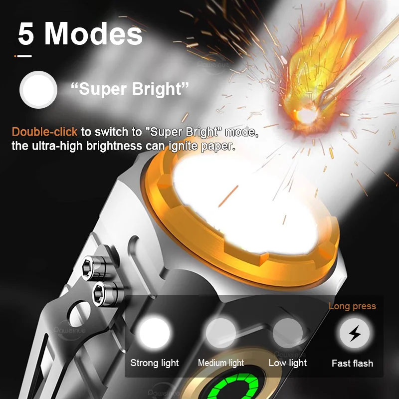 LED Strong Light Flashlight Rechargeable Multi functional For Long Range Portable Outdoor Home Mini Flashlight Cap Clip Light - Image 3