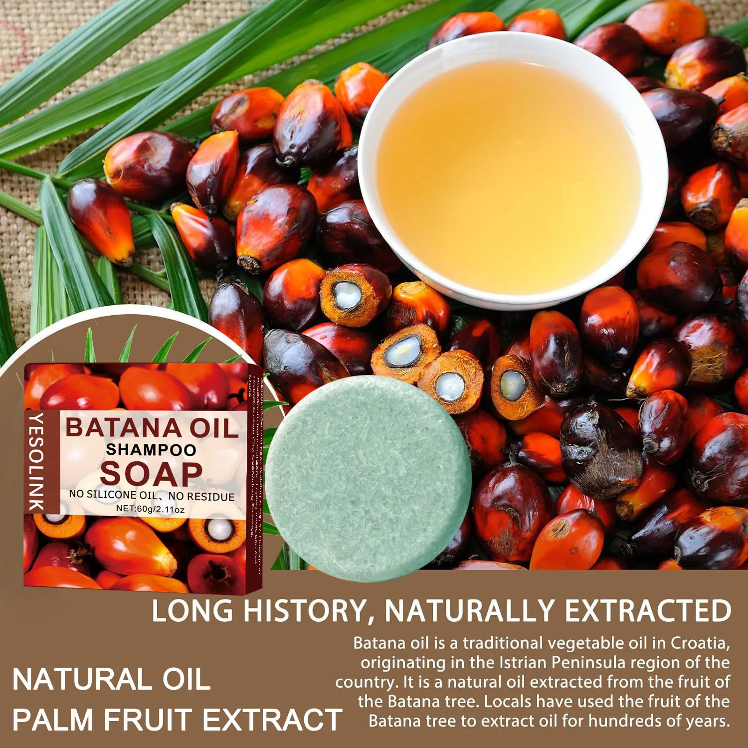 Batana Oil Organic Shampoo And Hair Shampoo Soap Bar For Hair Growth Cleansing Anti-Breakage Repair Damaged Hair Care Women - Image 5