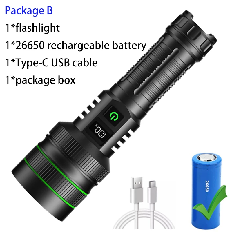 Strong Light Lantern High Power LED Flashlight USB Rechargeable Powerful Tactical Torch Super Long Range Lamp Outdoor Fishing - Image 9