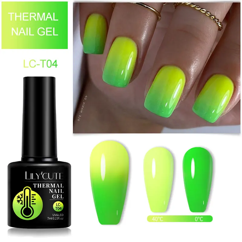 LILYCUTE Thermal Gel Nail Polish Popular In Winter For Manicure Yellow Green Temperature Color-changing Nail Art Gel Varnish - Image 111