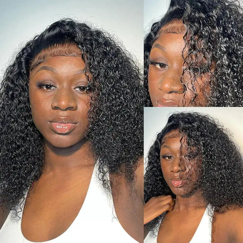 13x4 Short Curly Bob Wig Wet And Wavy Deep Wave Wig 200% Density Lace Front Human Hair Wigs For Women 4x4 Closure Short Bob Wigs - Image 4