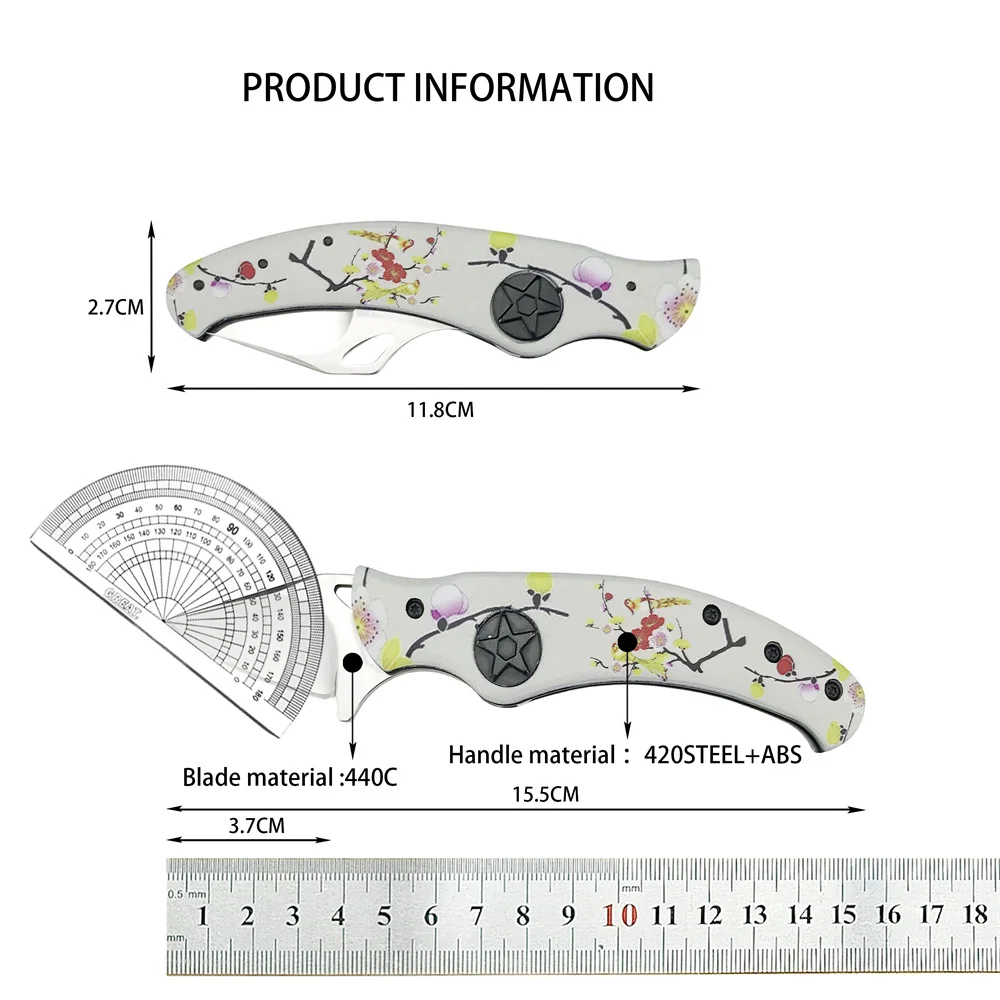 Two Form Mini Pocket Knife 440C Mini Blade 420 Steel + ABS Handle Everyday Carry Utility Knives for Outdoor Activities - Image 6