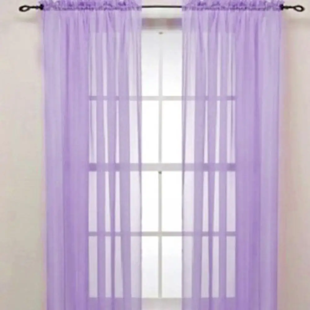 Yarn Sheer Window Valance Curtain Living Room Pure Color Bedroom Home Wedding Curtain Decor