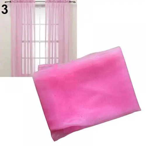 Yarn Sheer Window Valance Curtain Living Room Pure Color Bedroom Home Wedding Curtain Decor - Image 9