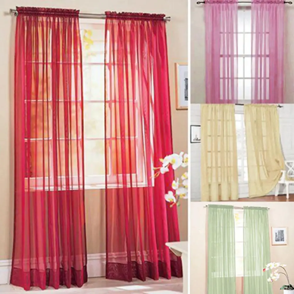 Yarn Sheer Window Valance Curtain Living Room Pure Color Bedroom Home Wedding Curtain Decor - Image 3
