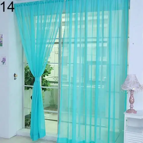 Yarn Sheer Window Valance Curtain Living Room Pure Color Bedroom Home Wedding Curtain Decor - Image 16