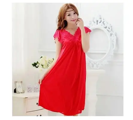 Plus Size Sexy Women Ice Silk Sleepwear Female Nightgown Women Nightwear for Ladies Night Shirts Home Clothing #0 - Image 12