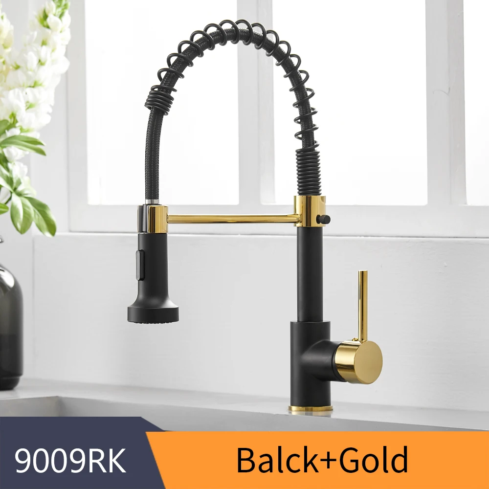 Brush Nickel Kitchen Faucets Brass Faucets for Kitchen Sink Single Lever Pull Down Spring Spout Mixers Tap Hot Cold Water Crane - Image 11