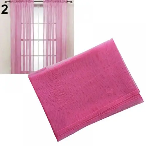 Yarn Sheer Window Valance Curtain Living Room Pure Color Bedroom Home Wedding Curtain Decor - Image 17